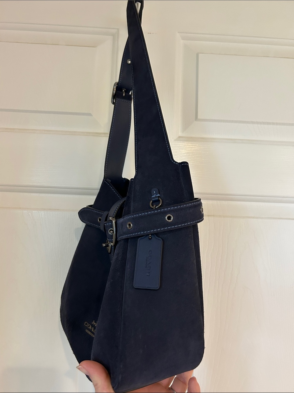 Coach Navy Suede Hadley - Picture 4 of 10